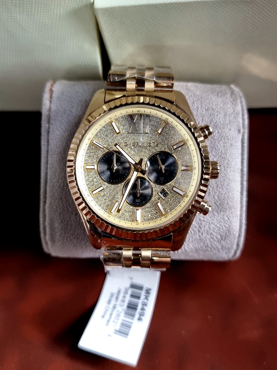 Michael Kors Lexington Crystals Gold Dial Gold Steel Strap Watch for Men - MK8494