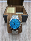 Michael Kors Runway Blue Dial Silver Steel Strap Watch for Women - MK3292
