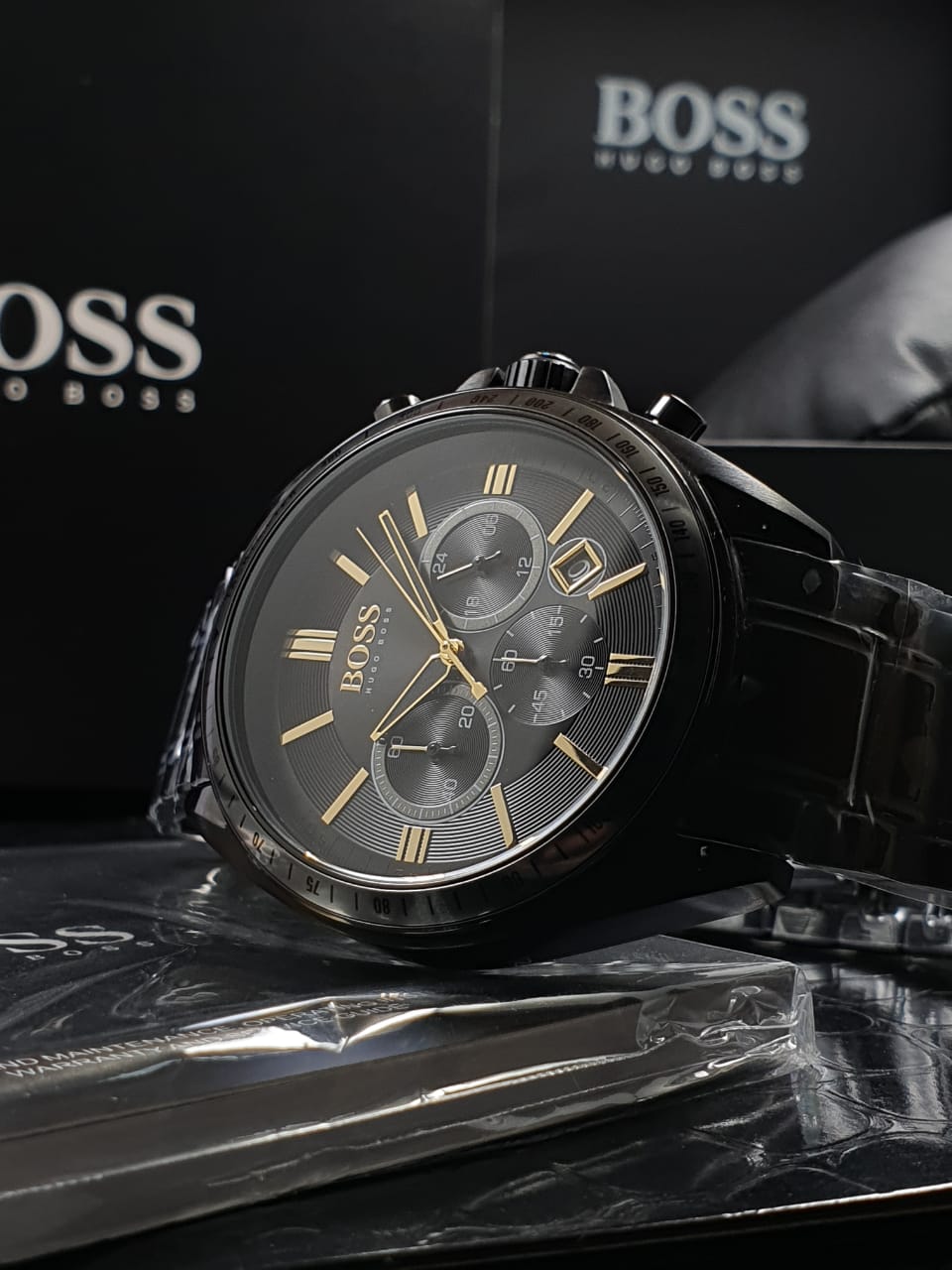 Hugo Boss Driver Black Dial Black Steel Strap Watch for Men - 1513277