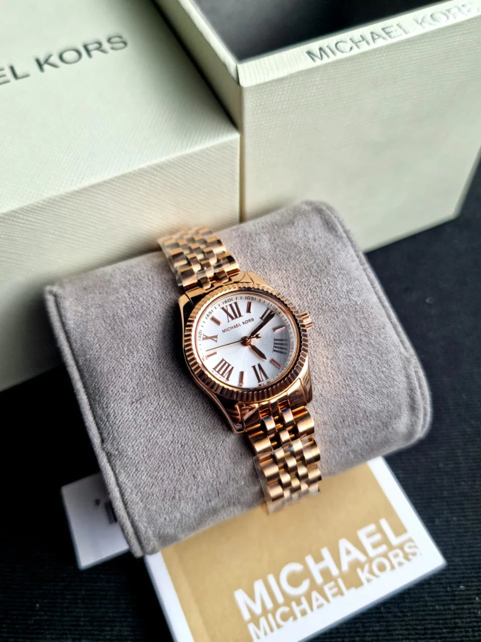 Michael Kors Lexington Quartz White Dial Rose Gold Steel Strap Watch For Women - MK3230