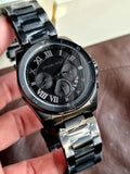 Michael Kors Brecken Chronograph Black Dial Black Steel Strap Watch For Men - MK8482