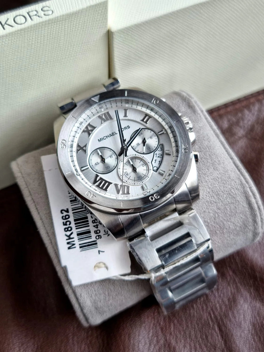 Michael Kors Brecken Chronograph Silver Dial Silver Steel Strap Watch For Women - MK8562