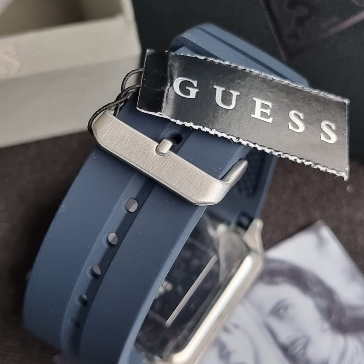 Guess Leo Chronograph Navy Blue Dial Blue Silicone Strap Watch For Men - GW0637G1