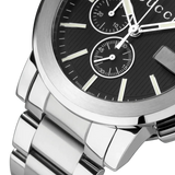 Gucci G Chrono Black Dial Silver Steel Strap Watch For Men - YA101204