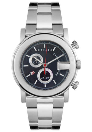 Gucci G Chrono Black Dial Silver Steel Strap Watch For Men - YA101309