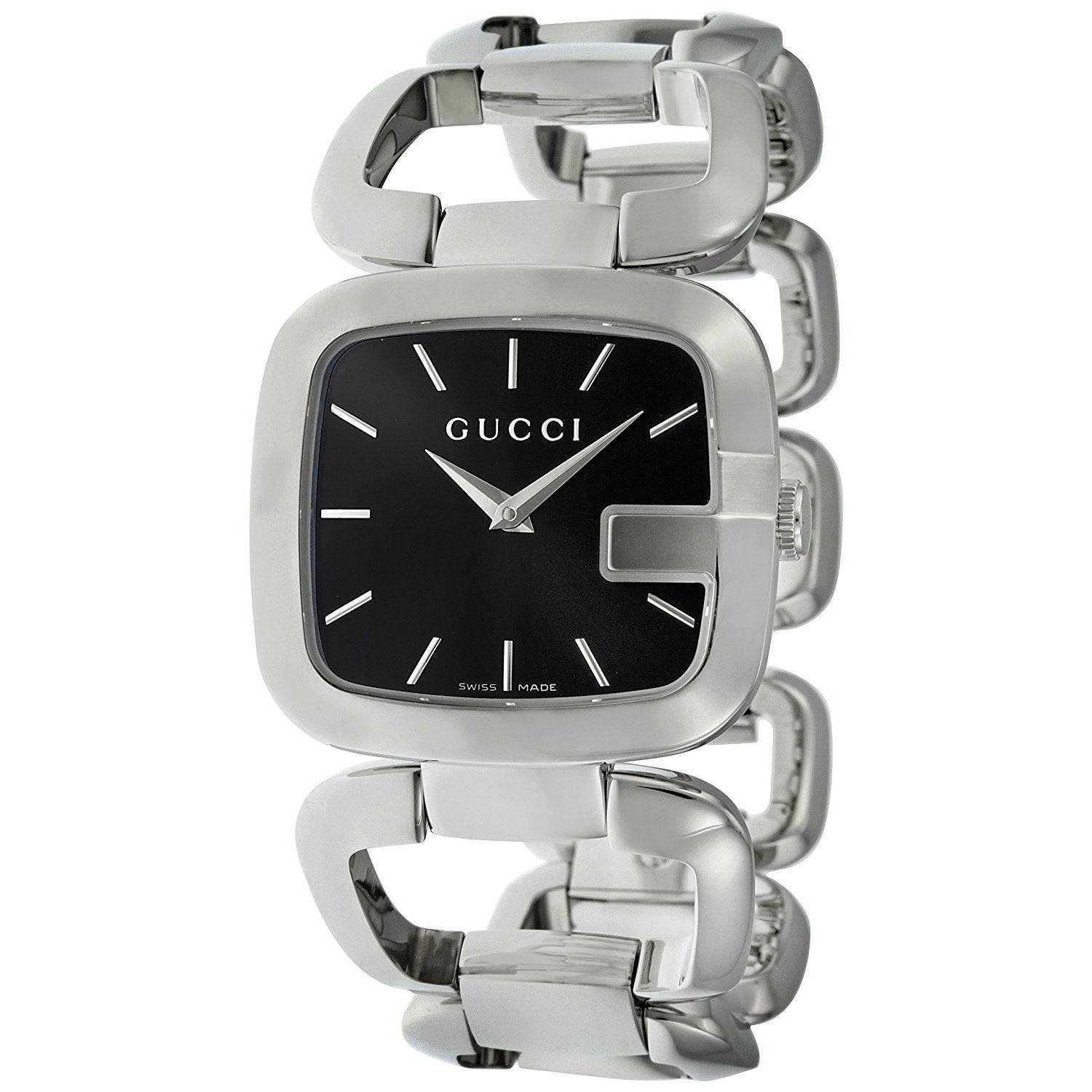 Gucci G Gucci Black Dial Silver Steel Strap Watch For Women - YA125407