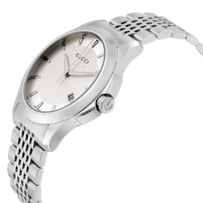 Gucci G Timeless Silver Dial Silver Steel Strap Watch For Men - YA126401