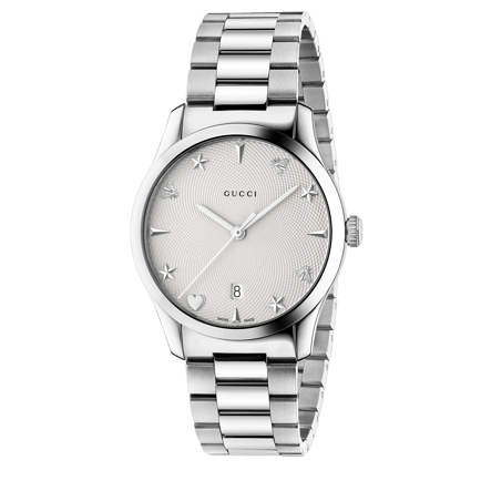 Gucci G Timeless White Dial Silver Steel Strap Watch For Women - YA1264028A