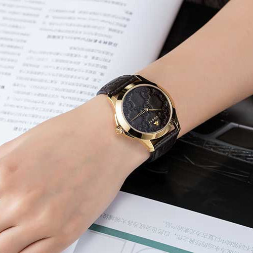 Gucci G Timeless Quartz Brown Dial Brown Leather Strap Watch for Men - YA1264035