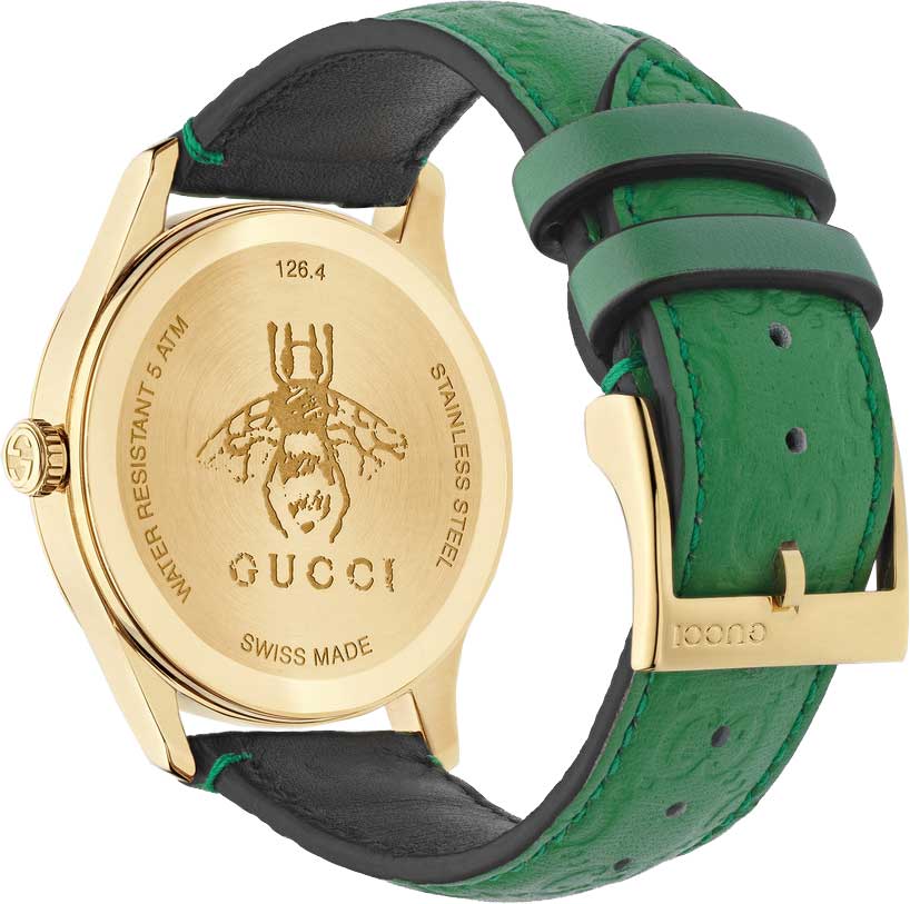 Gucci G Timeless Quartz Green Dial Green Leather Strap Watch For Women - YA1264099