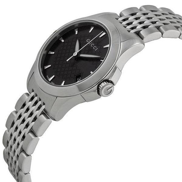 Gucci G Timeless Black Dial Silver Steel Strap Watch For Women - YA126502