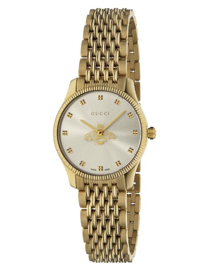 Gucci G Timeless Quartz Mother of Pearl Dial Gold Steel Strap Watch For Women - YA1265021