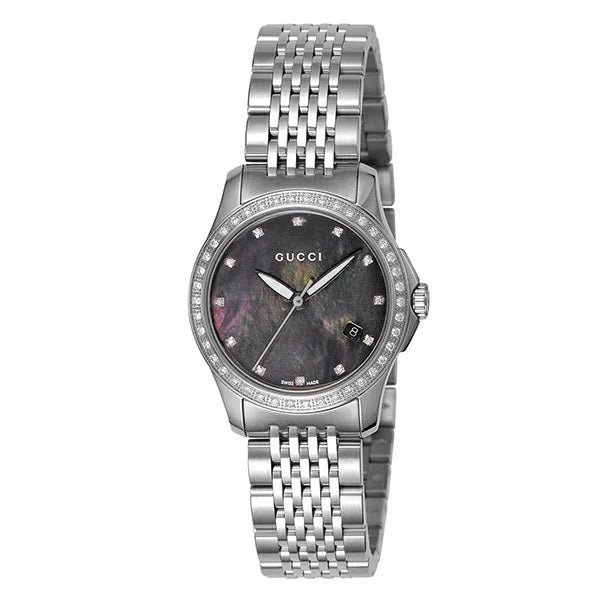 Gucci G Timeless Black Mother of Pearl Diamonds 38mm Watch For Women - YA126509