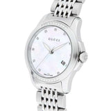 Gucci G Timeless Diamonds Mother of Pearl Dial Silver Steel Strap Watch For Women - YA126510