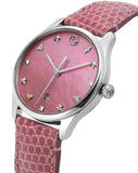 Gucci G-Timeless Pink Mother of Pearl Dial Pink Leather Strap Watch For Women - YA126586