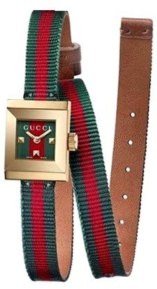 Gucci G-Frame Multicolored Dial Two Tone Nylon Strap Watch For Women - YA128527