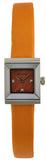 Gucci G-Frame Square Mother of Pearl Orange Dial Orange Leather Strap Watch For Women - YA128532