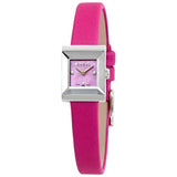 Gucci G-Frame Square Fuchsia Mother of Pearl Dial Fuchsia Leather Strap Watch For Women - YA128533