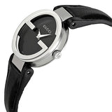Gucci Interlocking G Iconic Black Dial Black Leather Strap Watch For Men - YA133205