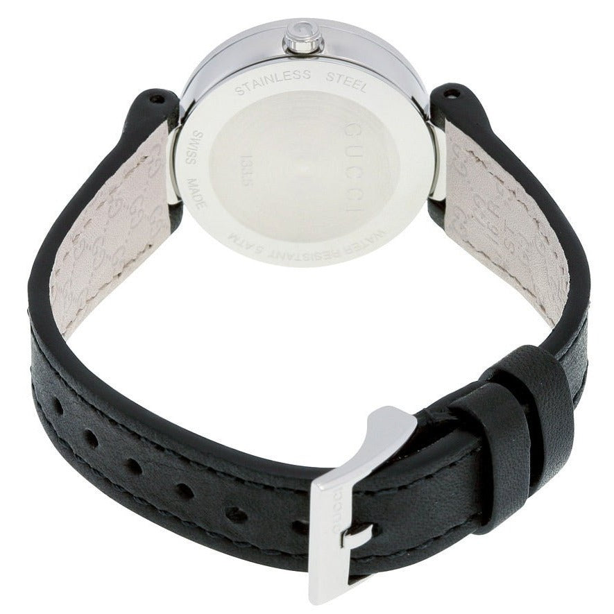 Gucci G Interlocking Black Dial Black Leather Strap Watch For Women - YA133501