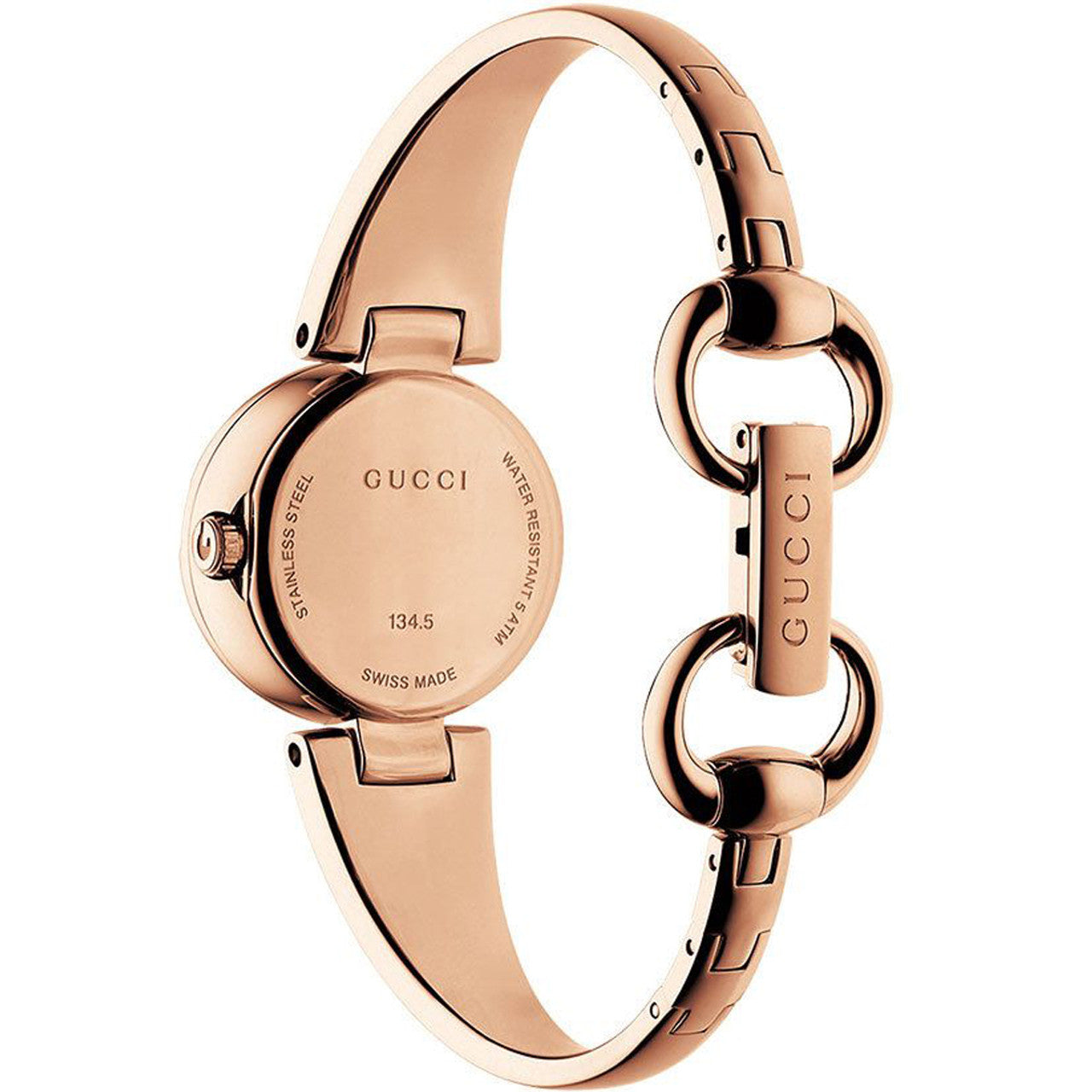 Gucci Guccissima Collection Quartz Black Dial Rose Gold Steel Strap Watch For Women - YA134509