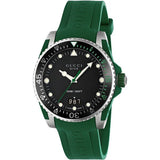 Gucci Dive Black Dial Green Rubber Strap Watch For Men - YA136310