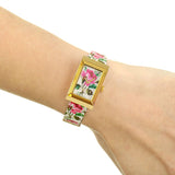 Gucci G-Frame Floral Mother of Pearl Dial White Leather Strap Watch For Women - YA147406