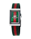 Gucci G Frame Quartz Green & Red Mother of Pearl Dial Multicolor Leather Strap Watch For Women - YA147408