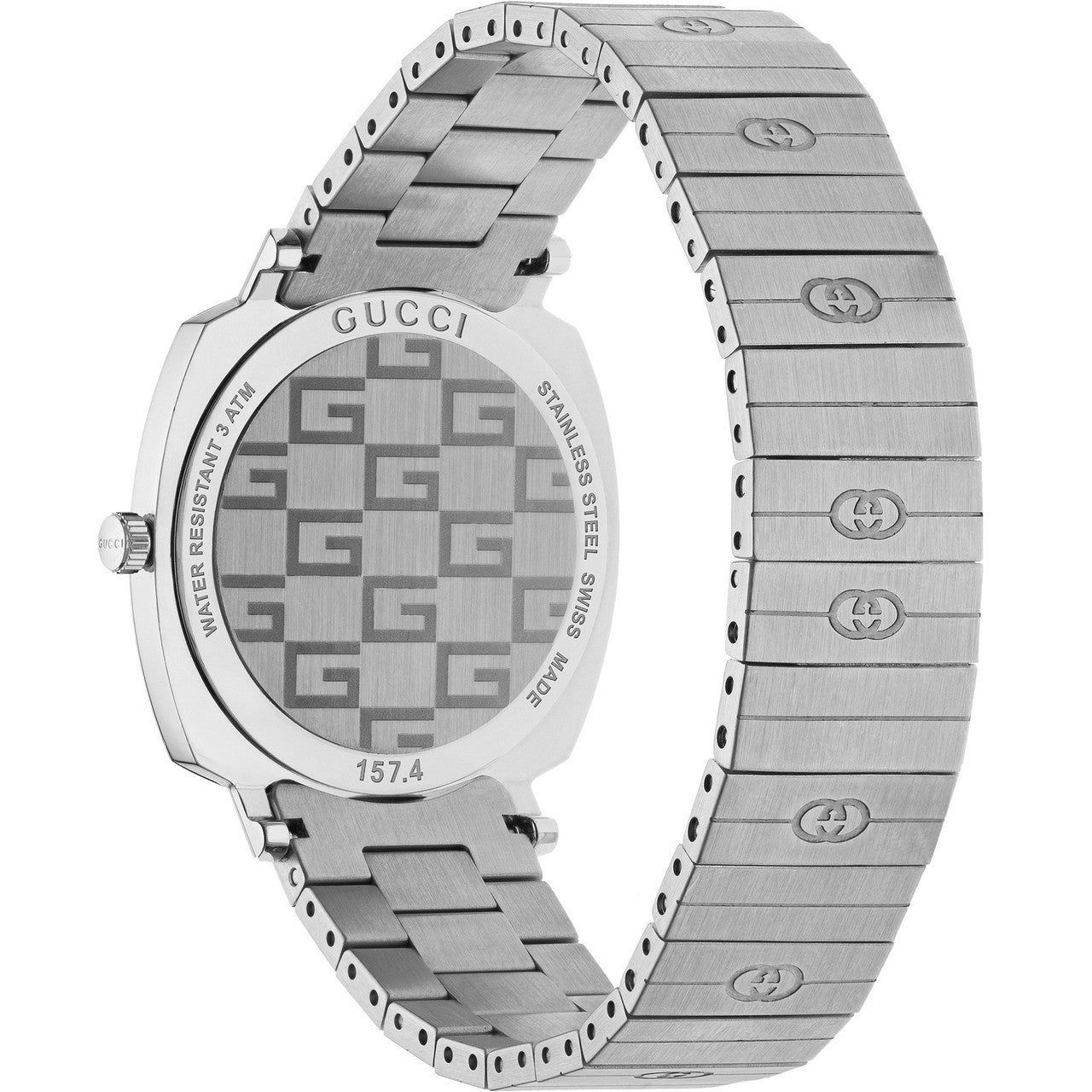 Gucci Grip Quartz Silver Dial Silver Steel Strap Watch For Women - YA157401