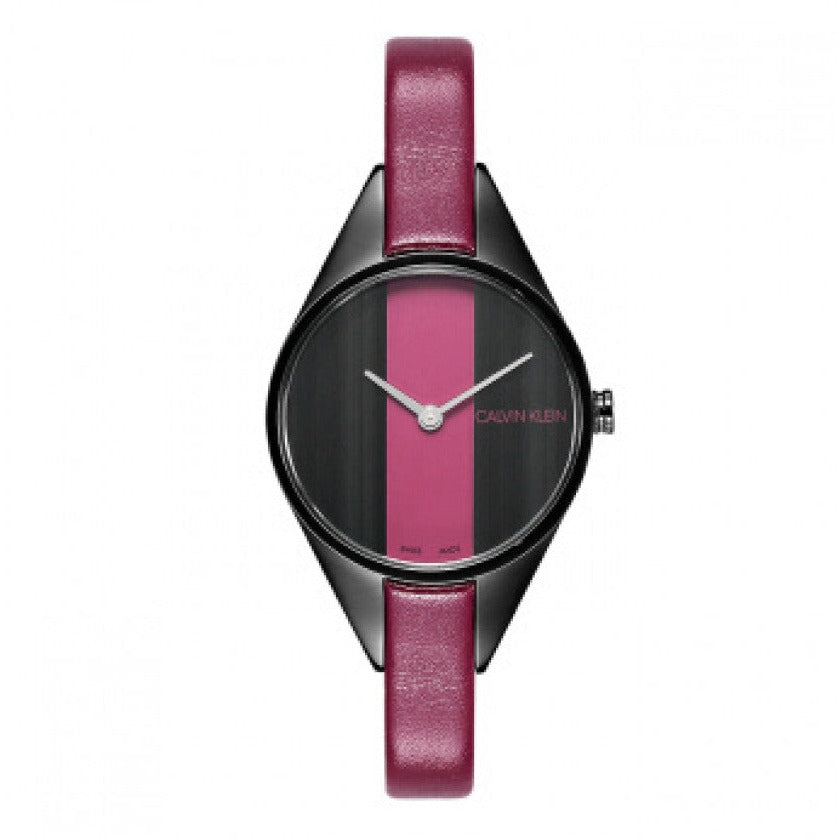 Calvin Klein Rebel Red Black Dial Red Leather Strap Watch for Women - K8P237U1