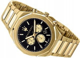 Maserati Stile 45mm Chronograph Black Dial Gold Steel Strap Watch For Men - R8873642001