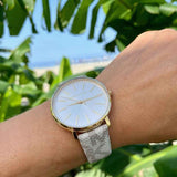 Michael Kors Pyper Quartz Silver Dial White Leather Strap Watch For Women - MK2858