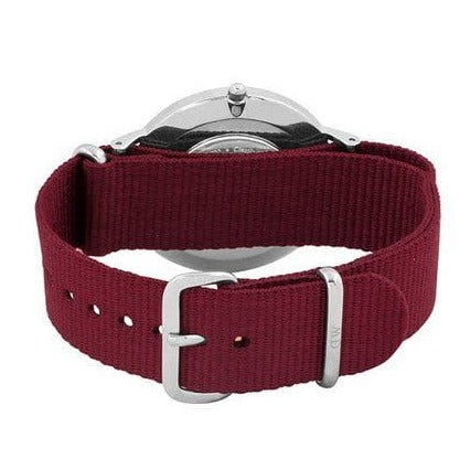 Daniel Wellington Classic Roselyn Black Dial Maroon Nylon Strap Watch For Women - DW00100274