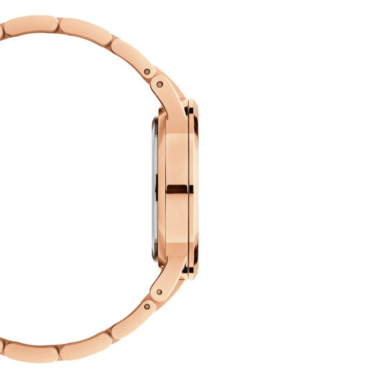 Daniel Wellington Iconic Link Black Dial Rose Gold Steel Strap Watch for Women - DW00100212