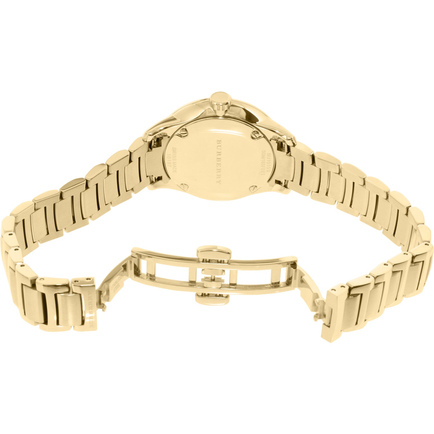 Burberry The Classic Champagne Dial Gold Steel Strap Watch for Women - BU10109