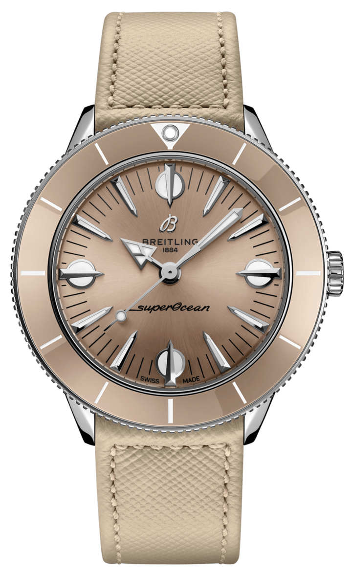 Breitling Superocean Heritage '57 Brown Dial Beige Leather Strap Watch for Women - A10340A41A1X1