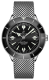 Breitling Superocean Heritage '57 Black Dial Silver Mesh Bracelet Watch for Men - A10370121B1A1