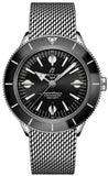 Breitling Superocean Heritage '57 Black Dial Silver Mesh Bracelet Watch for Men - A10370121B1A1