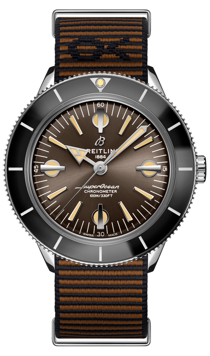 Breitling Superocean Heritage '57 Outerknown Brown Dial Brown NATO Strap Watch for Men - A103703A1Q1W1