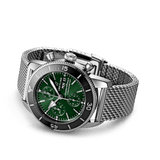 Breitling Superocean Heritage Chronograph 44 Green Dial Silver Mesh Bracelet Watch for Men - A13313121L1A1