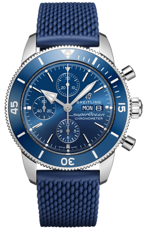 Breitling Superocean Heritage Chronograph 44 Blue Dial Blue Mesh Bracelet Watch for Men - A13313161C1S1
