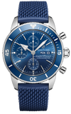 Breitling Superocean Heritage Chronograph 44 Blue Dial Blue Mesh Bracelet Watch for Men - A13313161C1S1