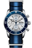 Breitling Superocean Heritage Chronograph 44 Ocean Conservancy Silver Dial Two Tone NATO Strap Watch for Men - A133131A1G1W1