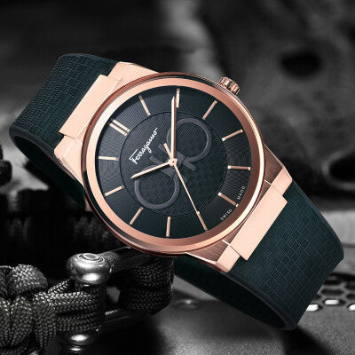 Salvatore Ferragamo Sapphire Black Dial Black Silicone Strap Watch for Men - SFHP00420