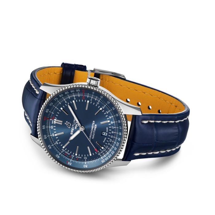 Breitling Navitimer Automatic 41 Blue Dial Blue Leather Strap Watch for Men - A17326161C1P3