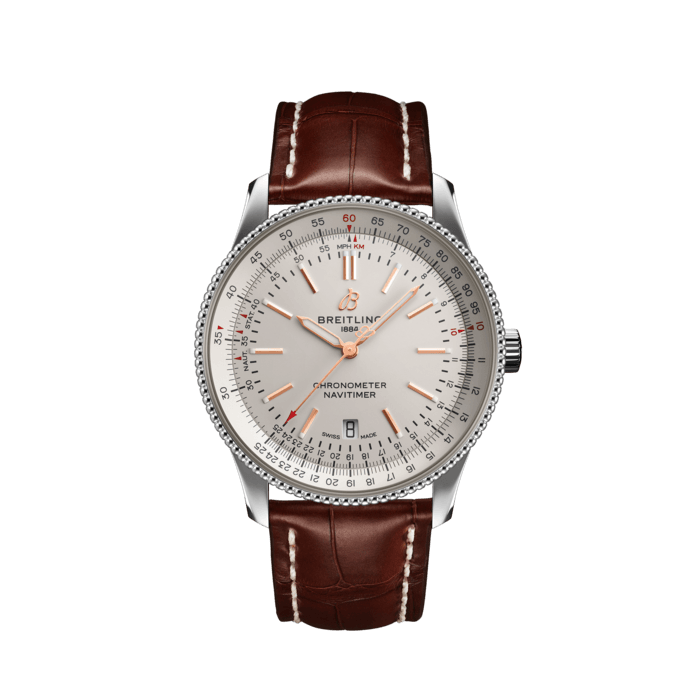 Breitling Navitimer Automatic 41 White Dial Brown Leather Strap Watch for Men - A17326211G1P2