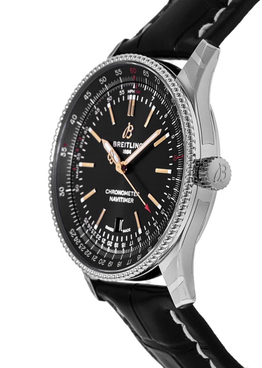 Breitling Automatic 41mm Black Dial Black Leather Strap Watch for Men - A17326241B1P1