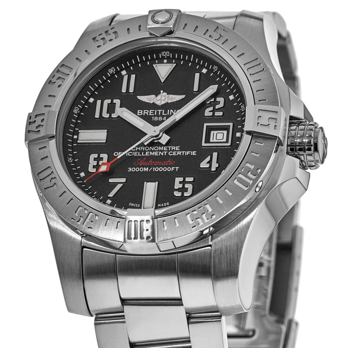 Breitling Avenger II Seawolf 45mm Grey Dial Silver Steel Strap Mens Watch - A1733110/F563
