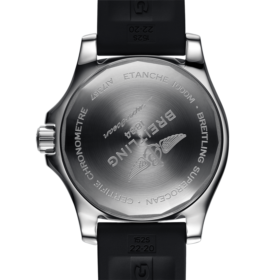 Breitling Superocean II 44mm Black Dial Black Rubber Strap Watch for Men - A17367D71B1S2