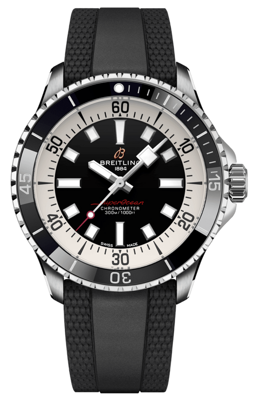 Breitling Superocean Automatic 42 Black Dial Black Rubber Strap Watch for Men - A17375211B1S1